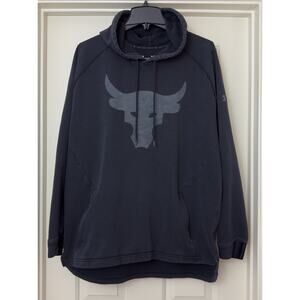 Under Armour Project Rock ColdGear Hoodie XL Black Bull Logo